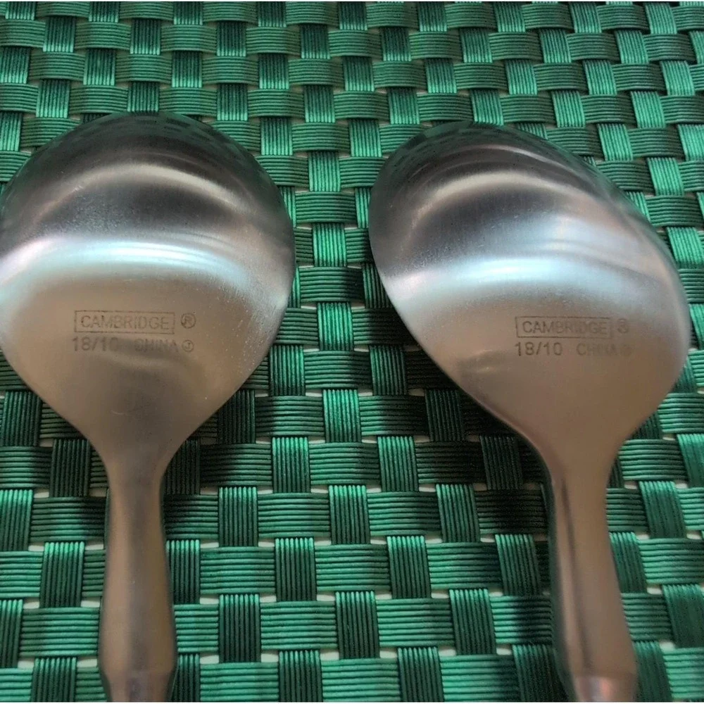Cambridge TOWNHOUSE Soup Spoons Set Lot of 4 SATIN Stainless Bistro Style VTG